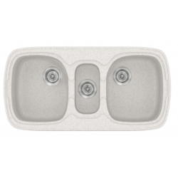 Νεροχύτης Γρανιτένιος Συνθετικός Sanitec Classic 303 (96x51) με 2 Ίσες Γούρνες & 1 βοηθητική Metallic Ice